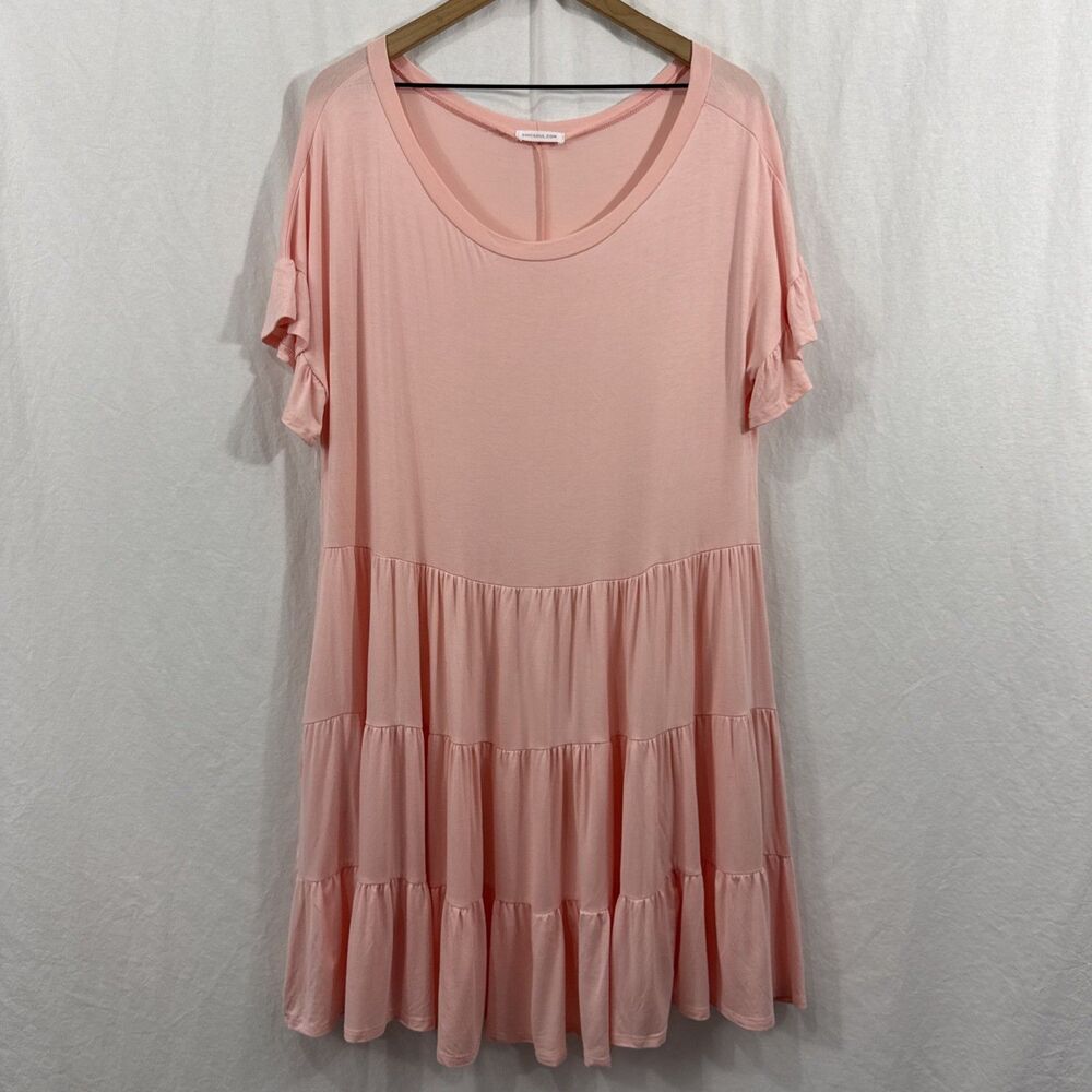 ChicSoul Pink Tiered Stretch Babydoll Dress Women’s Sz 3XL Beach Summer